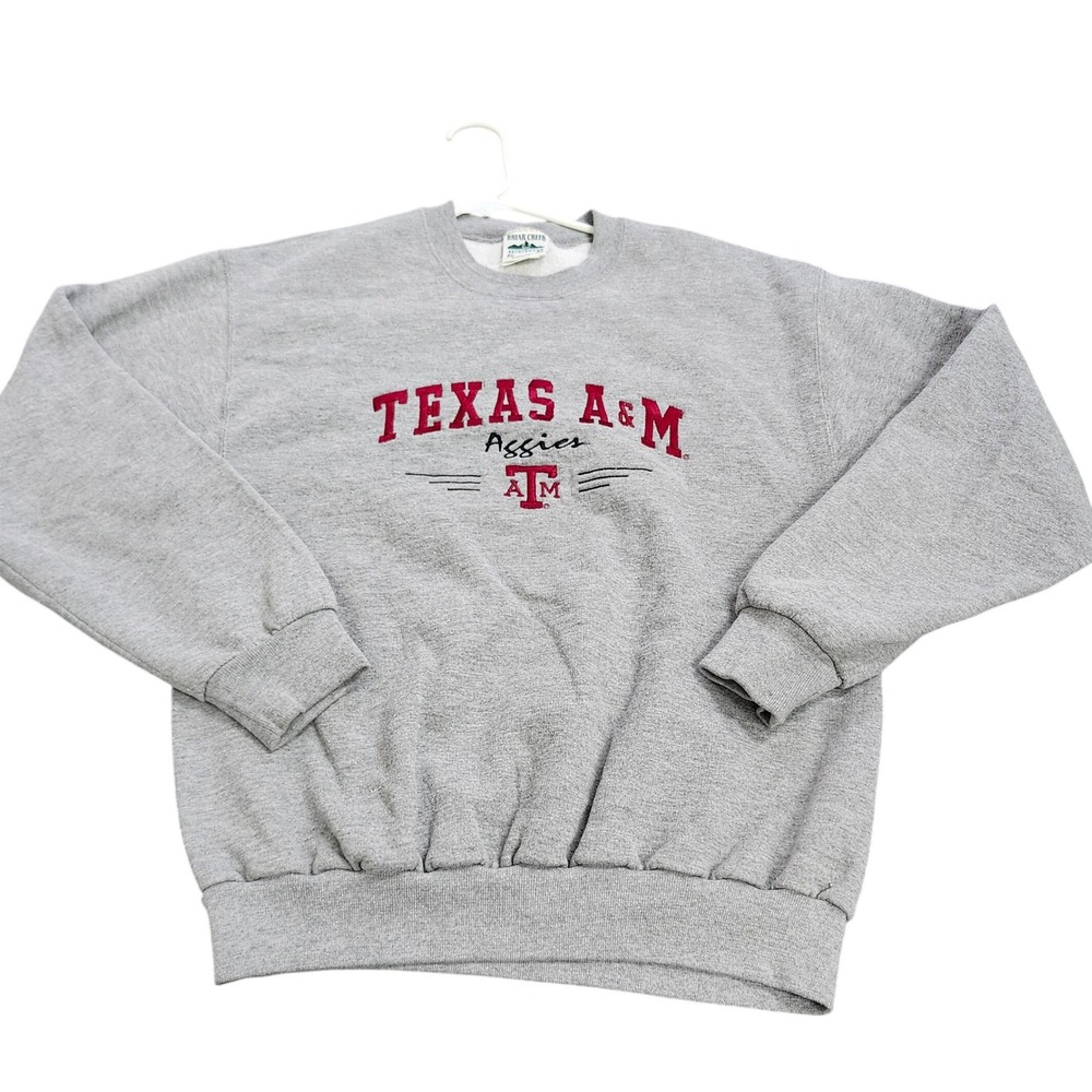 Vintage 90s Texas A&M Aggies Sweatshirt Mens M Gray Embroidered Made USA College